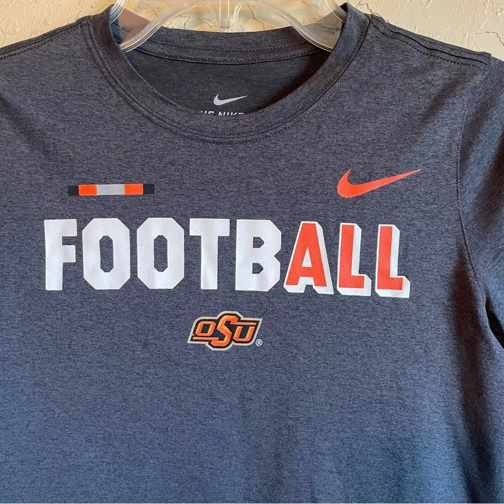 Nike Dri-FIT OSU Football T Shirt Youth Medium Gray Oklahoma State Tee